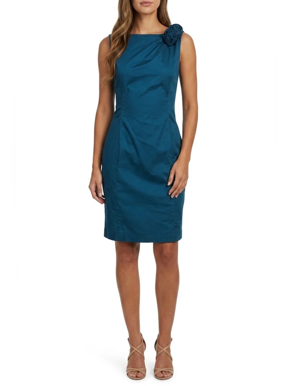 MOSCHINO Cheap & Chic - Teal Sleeveless Dress W/ 3D Flowers Sz 6